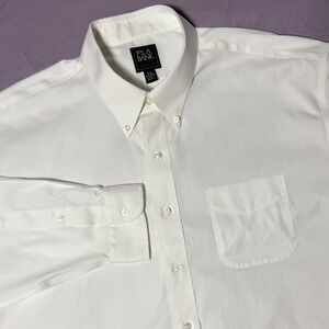 Jos A Bank Dress Shirt‎ Solid White Traveler's Collection Long Sleeve Mens 18-34